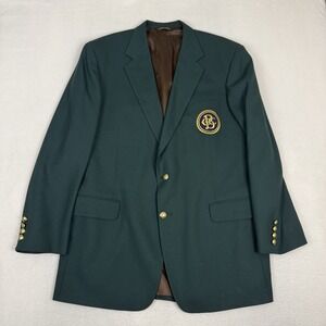 VTG 80s Corbin Platinum Green Blazer Sport Coat GBC Crest Gold Buttons 44L Union